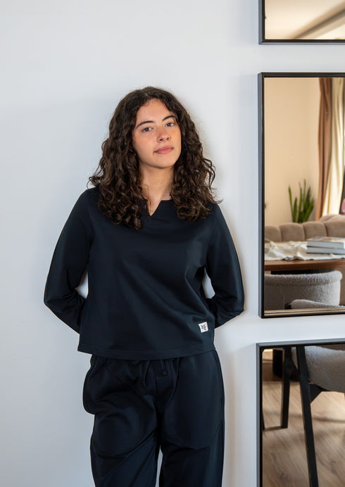 Women Fall Pajama Set Black sweatshirt + pants